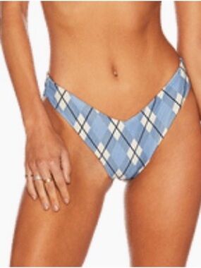 Beach Riot Vanessa Blue Argyle Bikini Bottom